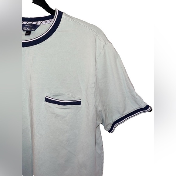 Men's Ben Sherman Light Green T-Shirt with Black Striped Trim - Picture 5 of 5